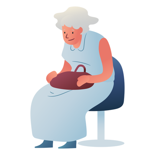 Character waiting old woman PNG Design