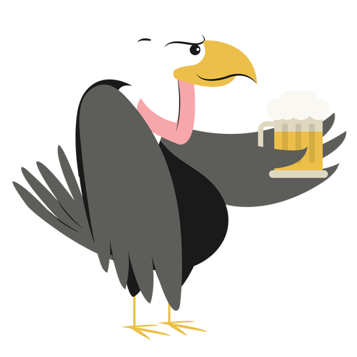 Cool vulture holding beer