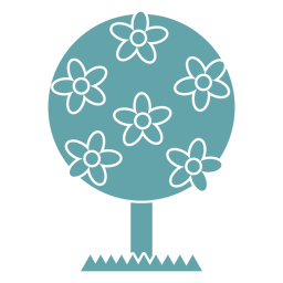 Árvore de silhueta de flores fofas Desenho PNG