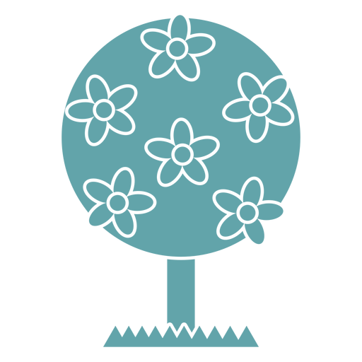 Cute flowers silhouette tree PNG Design