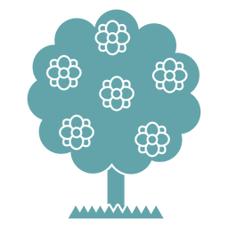 Cute tree flowers silhouette PNG Design