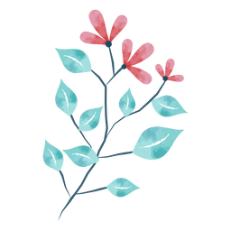 Cute watercolor flower leaves Transparent PNG