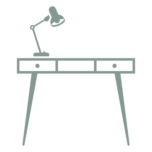 Schreibtisch mit Lampensilhouette PNG-Design