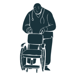 Doctor tenencia silla de ruedas silueta Diseño PNG