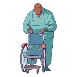 Ilustración médico con silla de ruedas Diseño PNG
