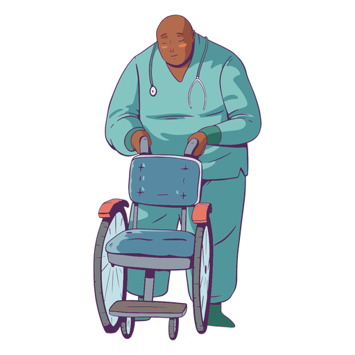 Ilustração médica segurando cadeira de rodas Desenho PNG