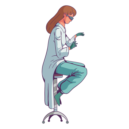 Doctor sitting on stool illustration PNG Design