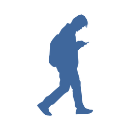 Focused on phone man silhouette PNG Design