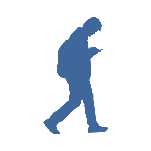 Focused on phone man silhouette PNG Design