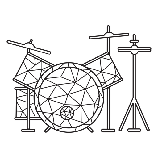 Low poly drum set stroke PNG Design