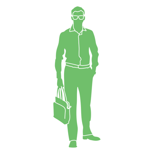 Man glasses handbag silhouette PNG Design