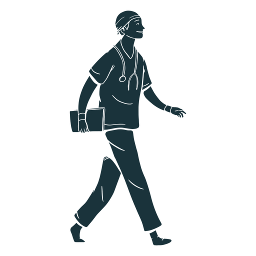Silhouette smile walking doctor PNG Design