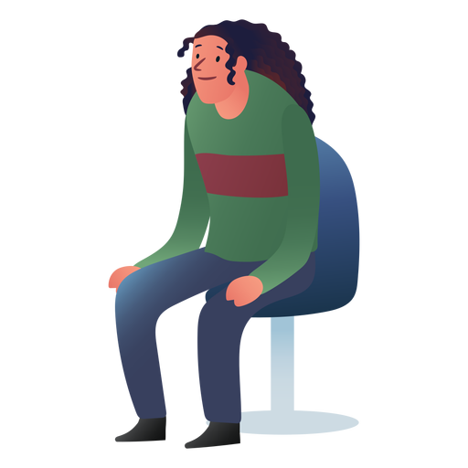 Sitting long haired man PNG Design