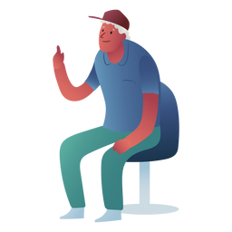 Hombre sentado dedo arriba Diseño PNG