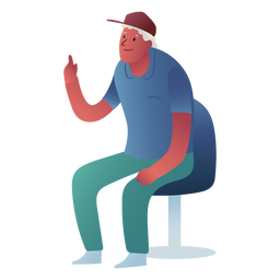 Sitting man finger up PNG Design