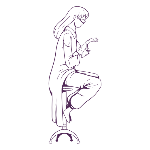 Sitting on stool doctor hand drawn PNG Design