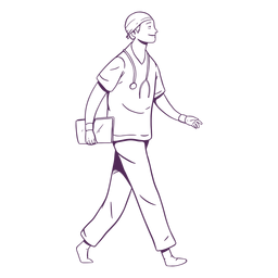 Smile walking doctor hand drawn PNG Design