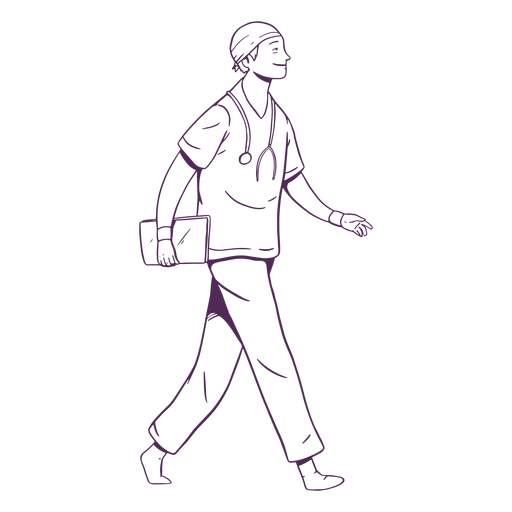 Sonrisa caminando doctor dibujado a mano Diseño PNG