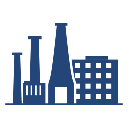 Tall factory buildings silhouette PNG Design