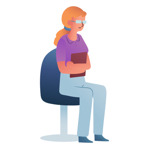 Woman glasses assistant sitting character PNG Design