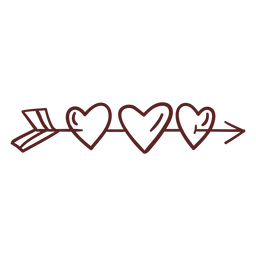 Dibujado a mano flecha corazones trazo Diseño PNG