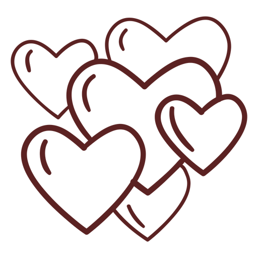 Hand drawn cute hearts stroke PNG Design