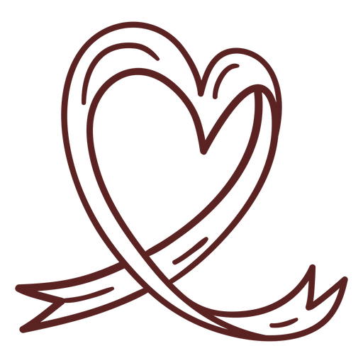 Hand drawn heart shaped ribbon stroke PNG Design