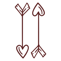 Dibujado a mano trazo de flechas de corazón Diseño PNG