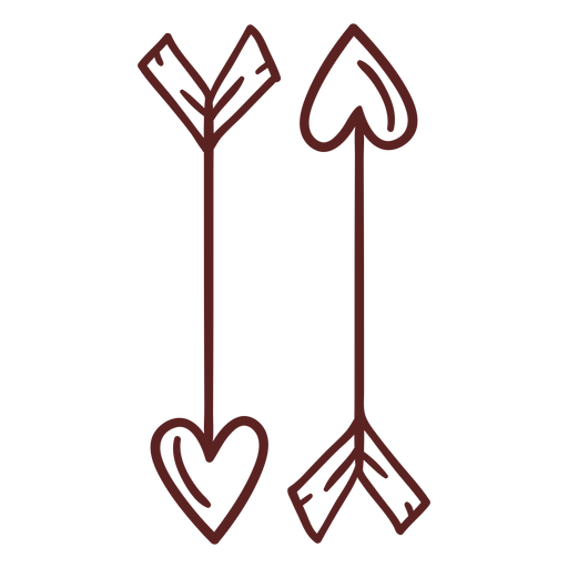 Hand gezeichnete Herzpfeile streichen PNG-Design