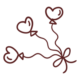 Hand drawn heart balloons stroke PNG Design