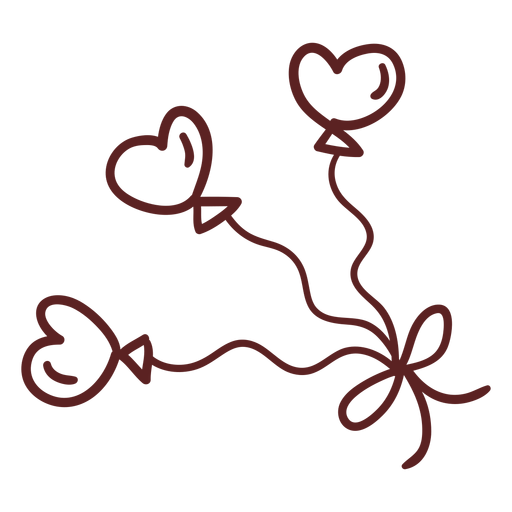 Dibujado a mano trazo de globos de corazón Diseño PNG