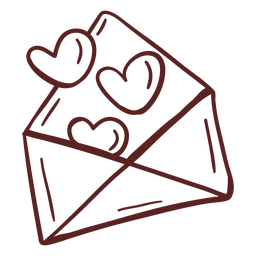 Hand drawn heart envelope stroke PNG Design