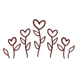 Traço de ornamento de plantas coração desenhado à mão Desenho PNG