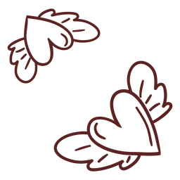 Corazones alados dibujados a mano Diseño PNG