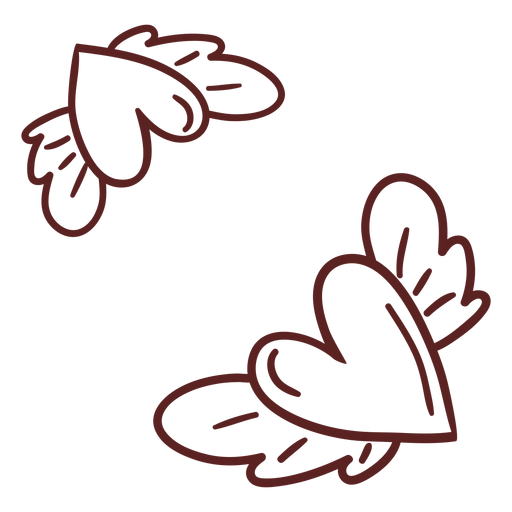 Hand drawn winged hearts PNG Design