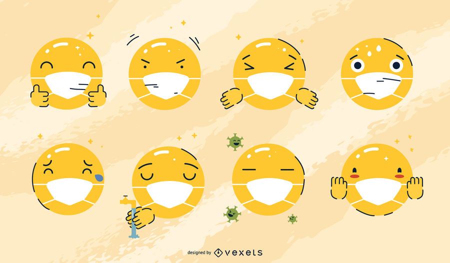 Download Face Mask Emojis Set - Vector Download