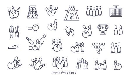 Bowling Strich Symbole gesetzt