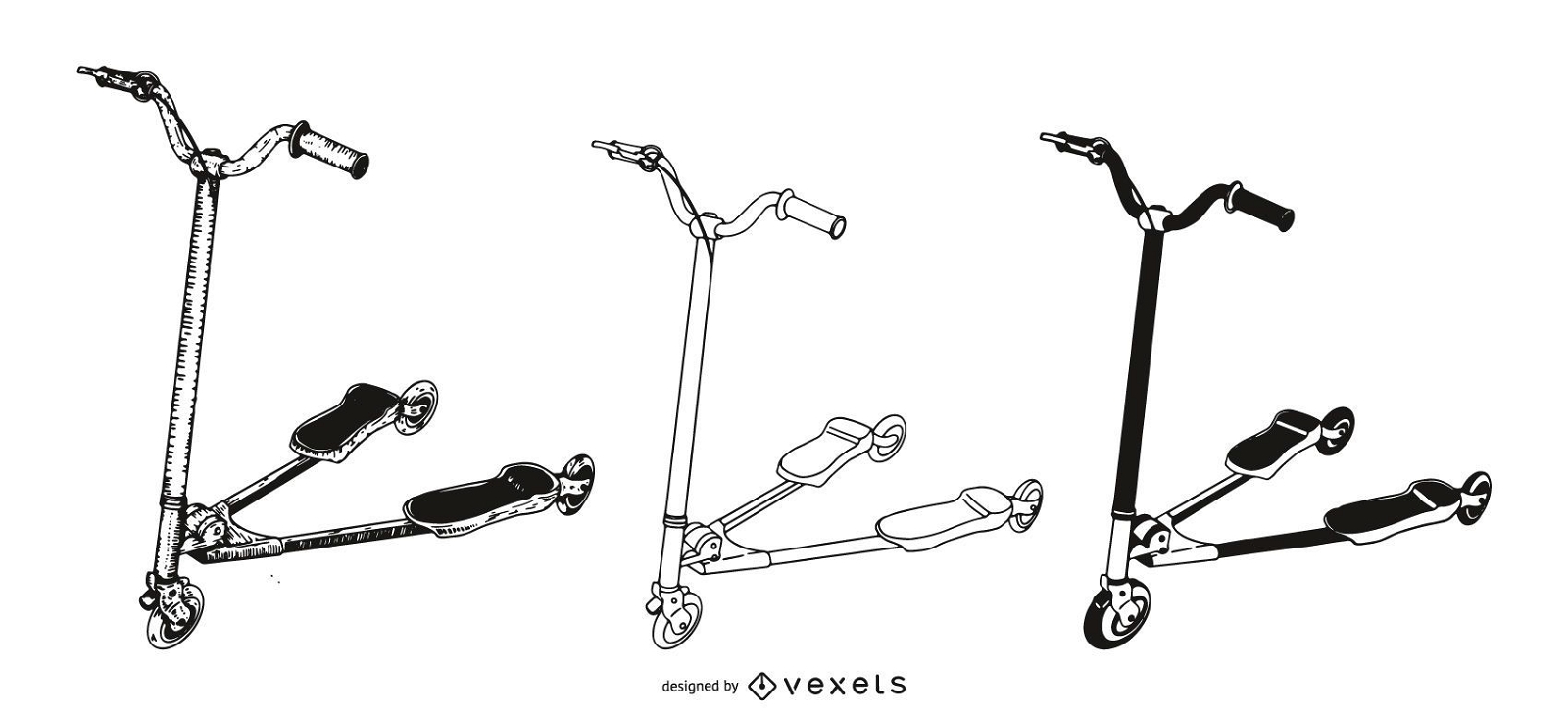ilustração do conjunto tri-scooters