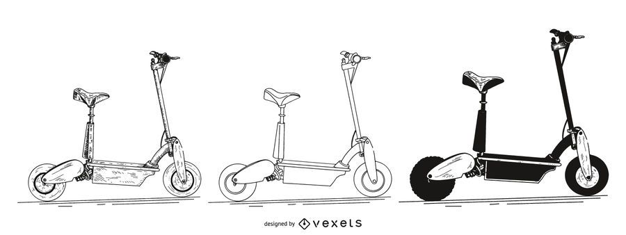 electric scooter set illustration electric scooter set illustration