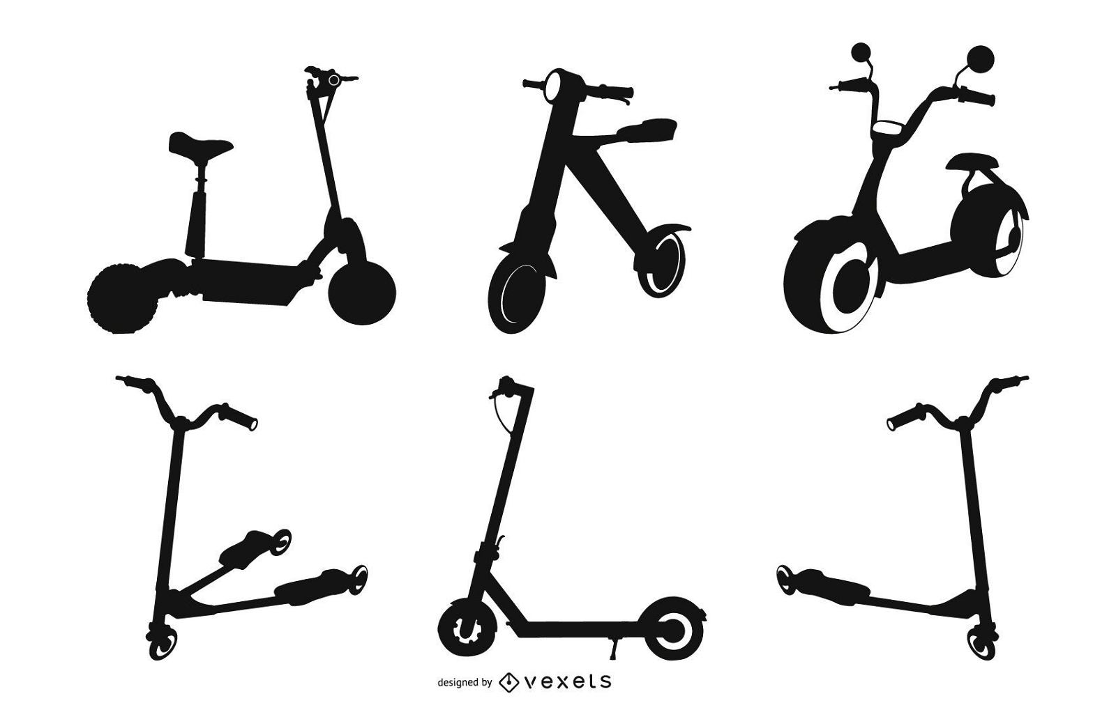 Pacote de design de silhueta de scooter
