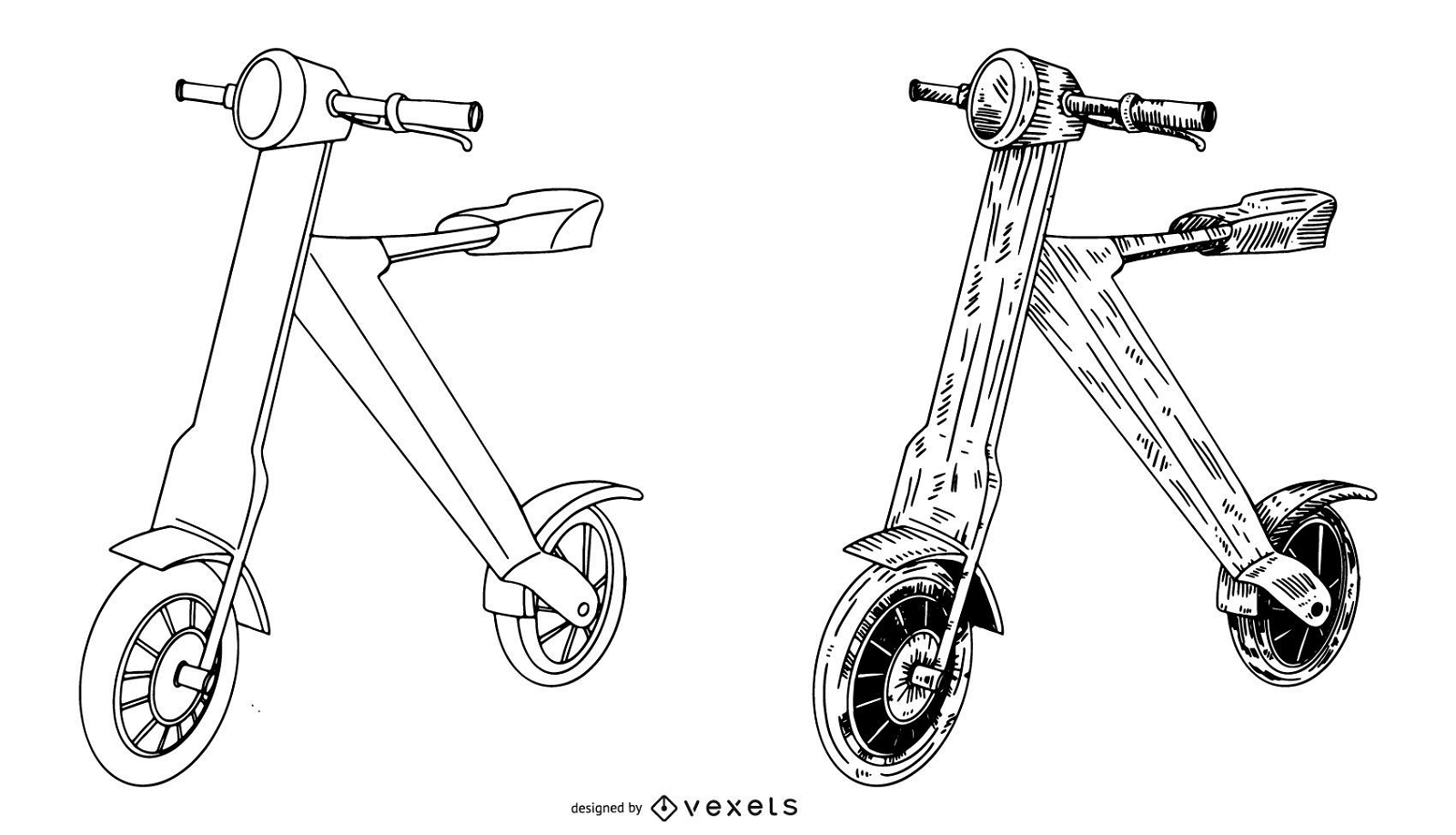 Conjunto de desenhos Scoot-e-bike