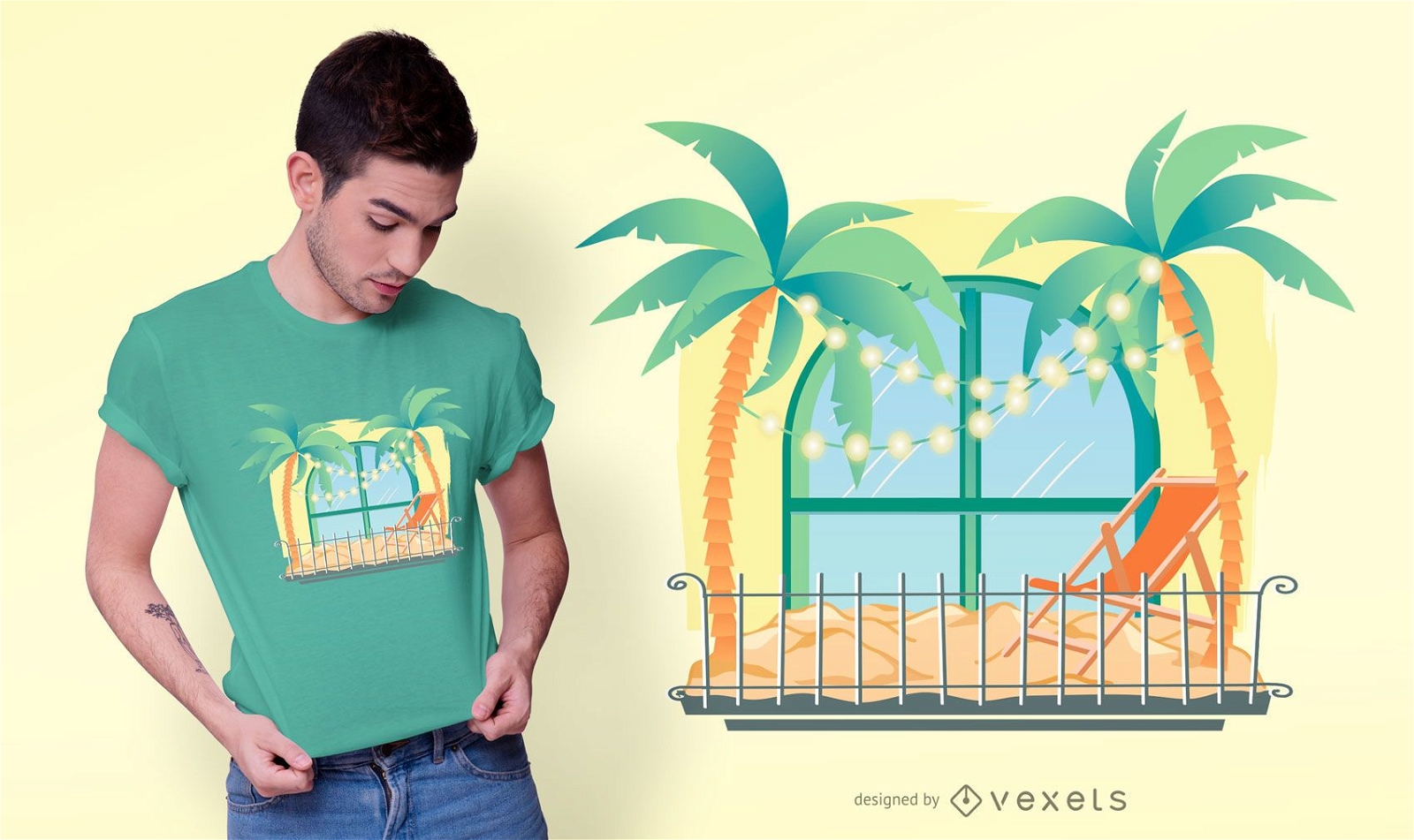 Design de camisetas de férias com varanda