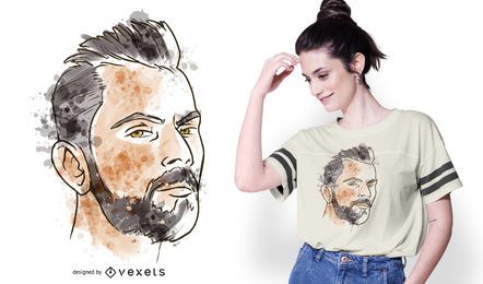 Mann Porträt Aquarell T-Shirt Design Mann Porträt Aquarell T-Shirt Design