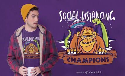 Diseño de camiseta de monstruos de distanciamiento social Diseño de camiseta de monstruos de distanciamiento social