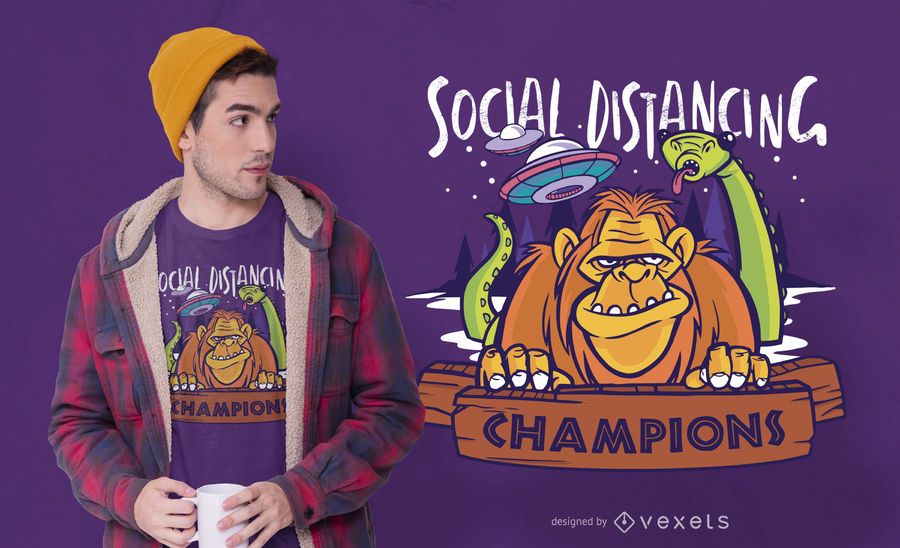 Design de camisetas de monstros de distanciamento social Design de camisetas de monstros de distanciamento social