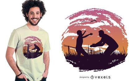 Dad and Kid Silhouette T-shirt Design