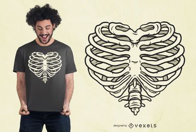 Design de t-shirt coração costela