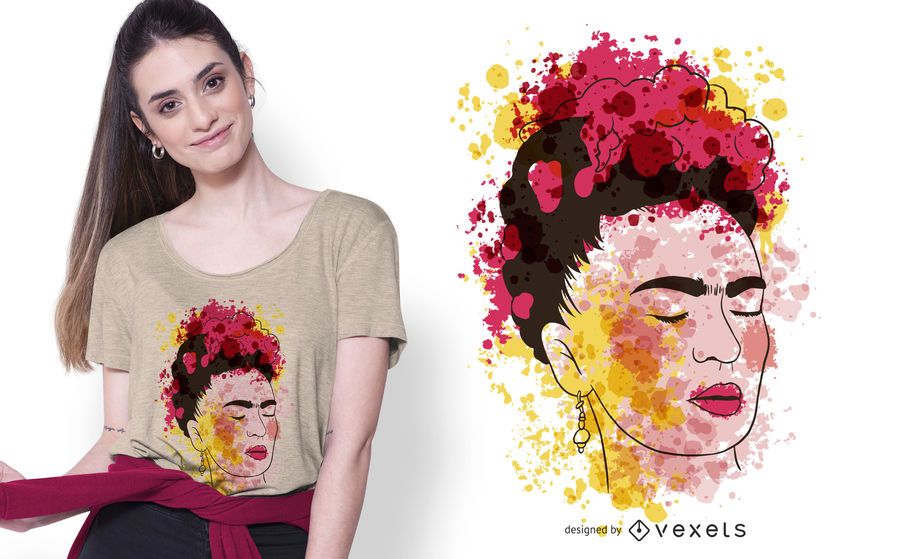Watercolor Frida T-shirt Design Watercolor Frida T-shirt Design