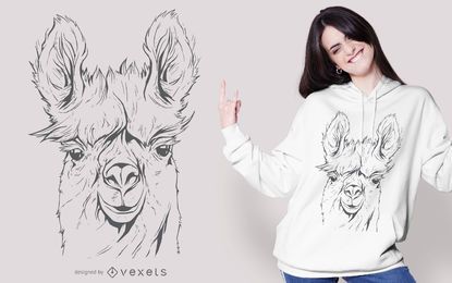 Llama Line Art T-shirt Design Llama Line Art T-shirt Design