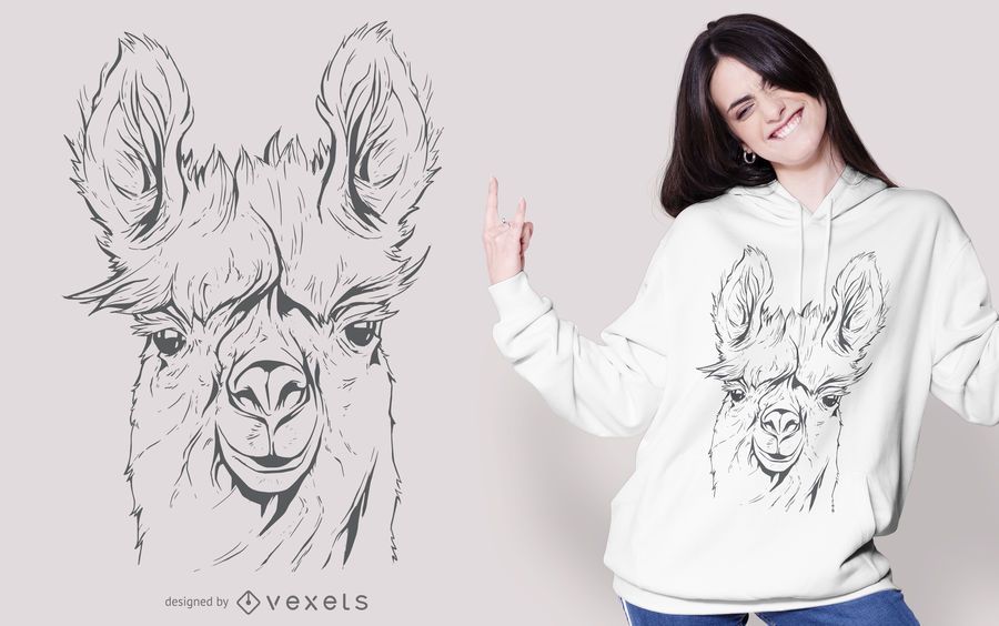 Llama Line Art T-shirt Design Llama Line Art T-shirt Design